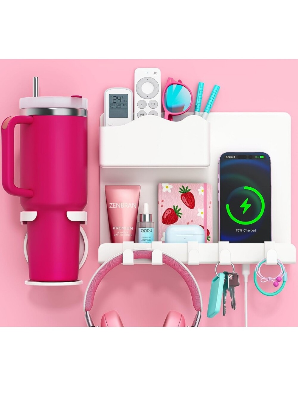 White Wall Organizer Shelf Set